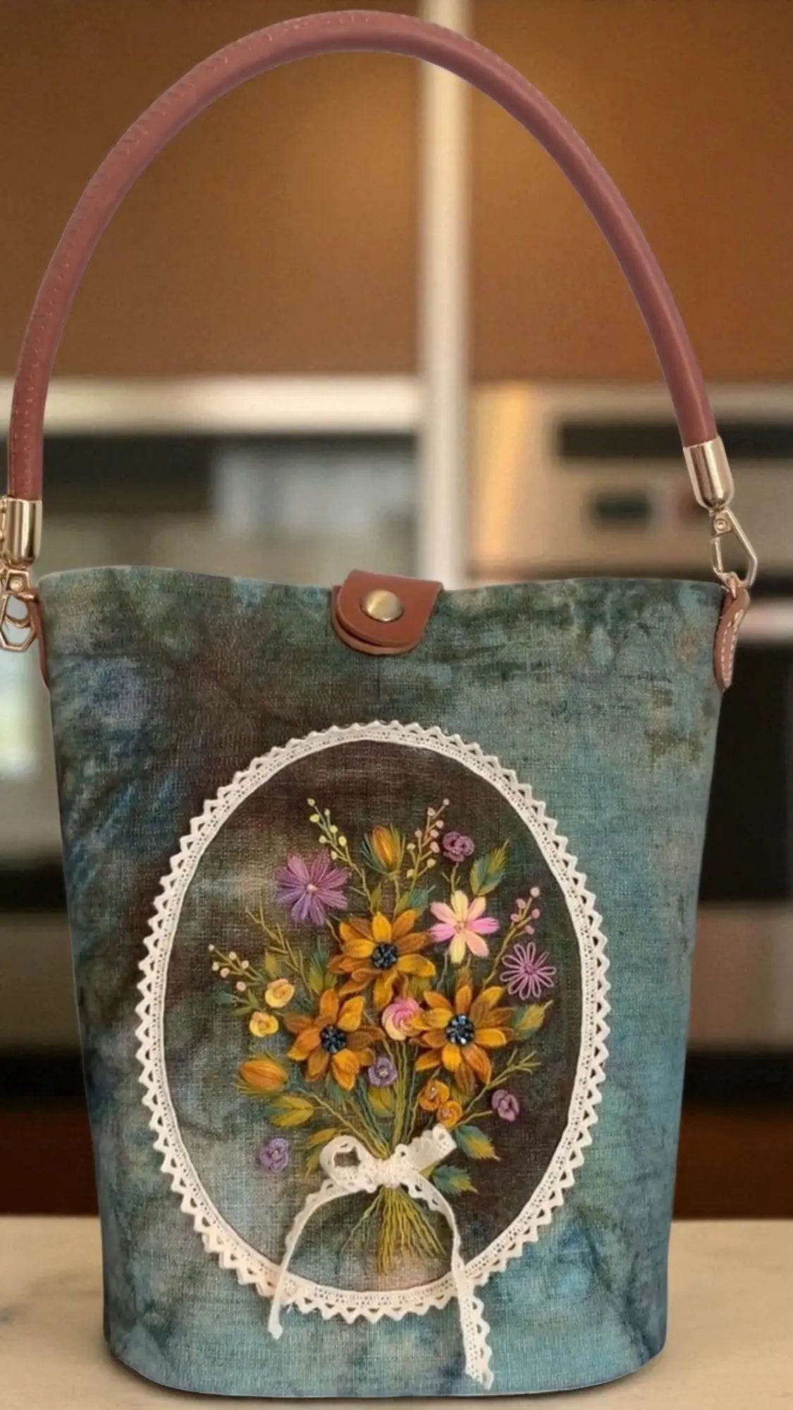 Hand Embroidered 3D Bouquet Woman's Bag by Embru My Store