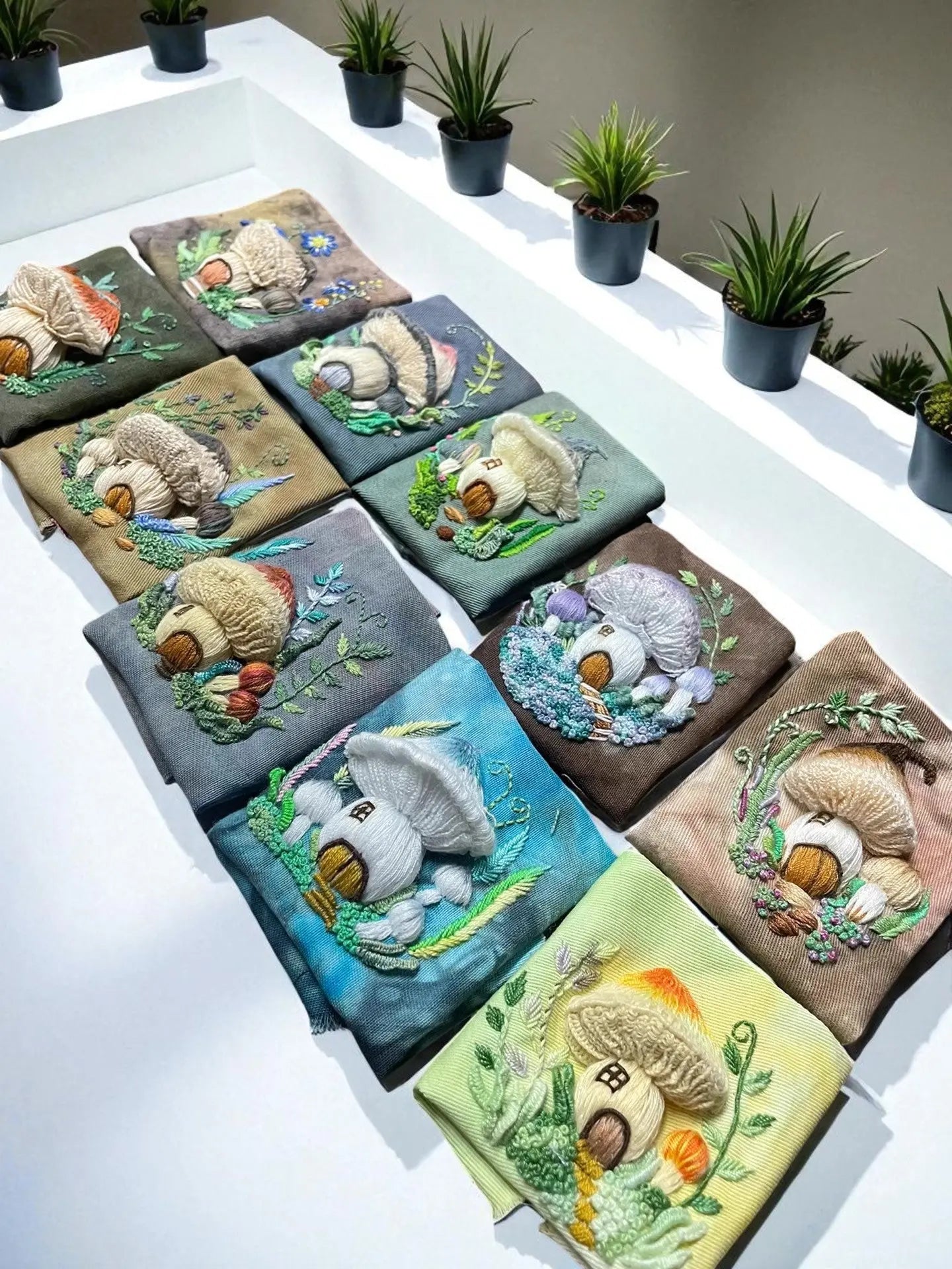 Organic Plant-Dyed 3D Mushroom Embroidery Art By Embru | Eco Wall Decor My Store