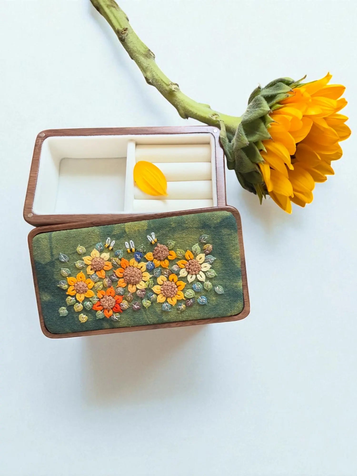 3D Sunflower Walnut Jewelry Box by Embru | Gifts for teachers My Store