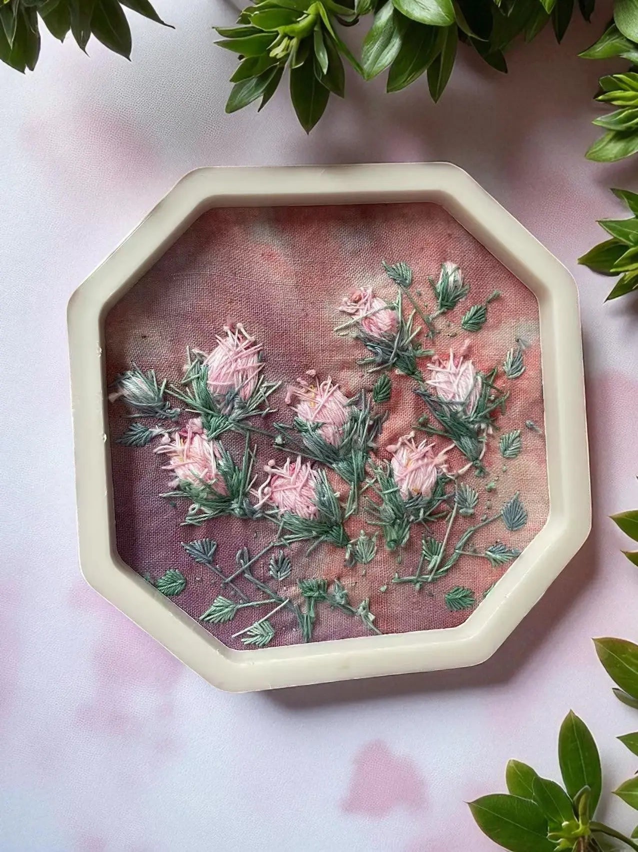 Unique 3D Hand Embroidered Roses Wall Hanging by Embru By Embru