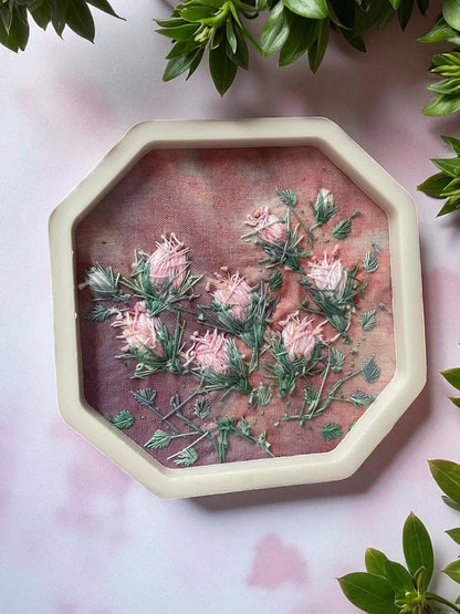 Unique 3D Hand Embroidered Roses Wall Hanging by Embru By Embru