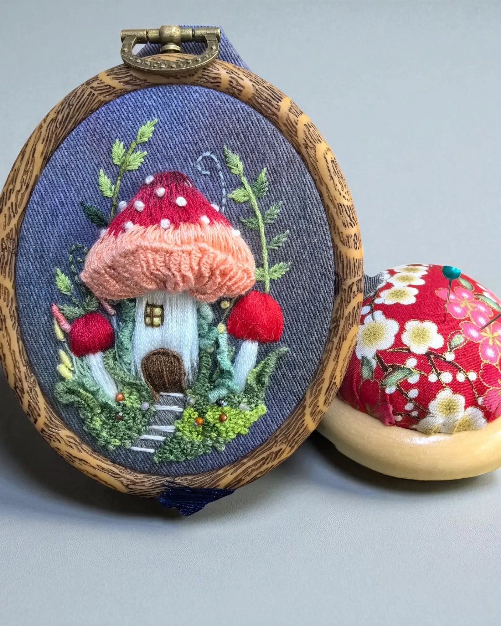 Organic Plant-Dyed 3D Mushroom Embroidery Art By Embru | Eco Wall Decor My Store