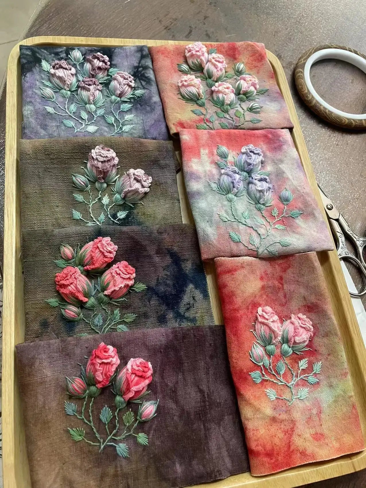Hand-embroidered 3D Pink Rose by Embru By Embru