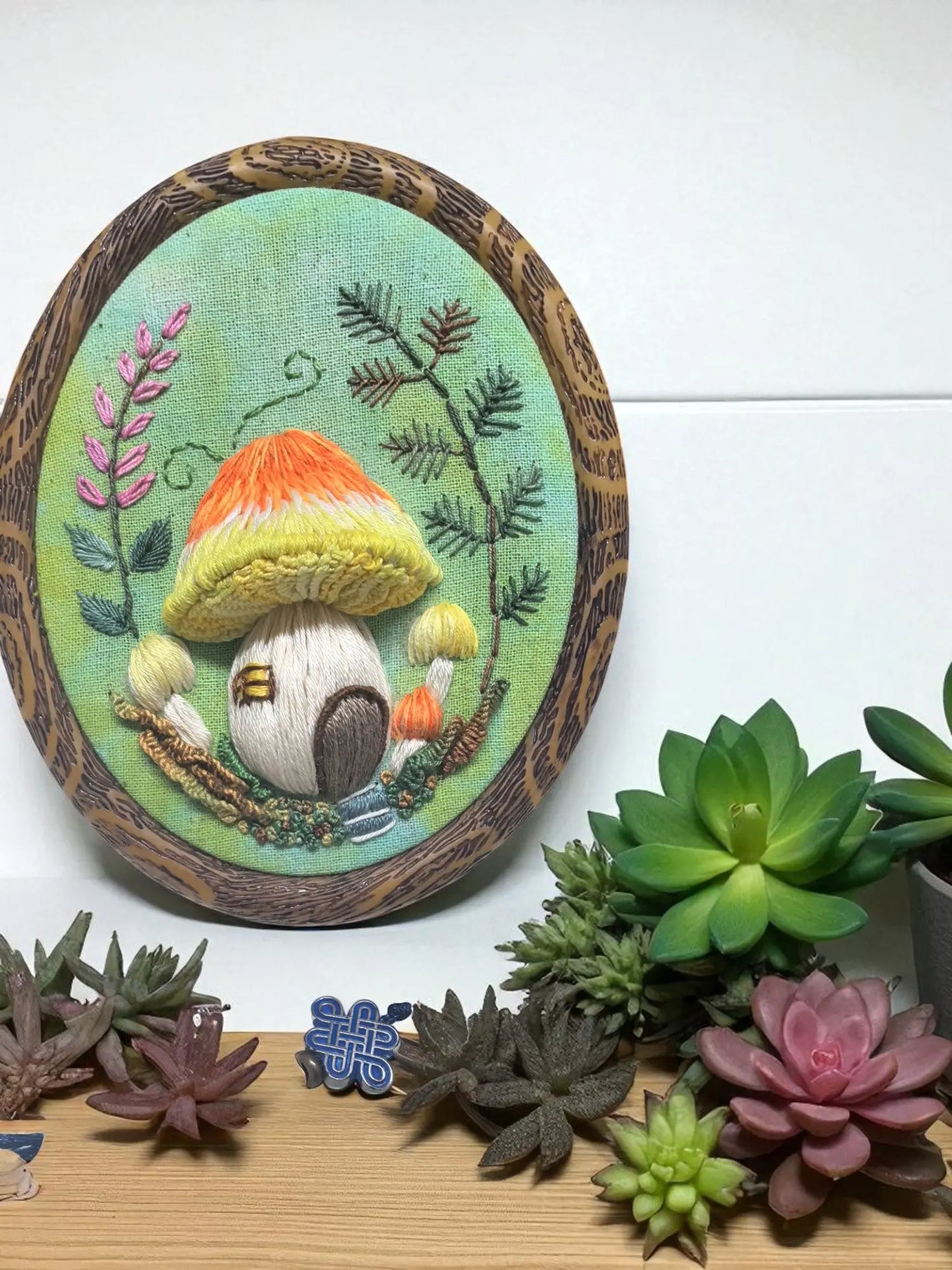 Organic Plant-Dyed 3D Mushroom Embroidery Art By Embru | Eco Wall Decor My Store