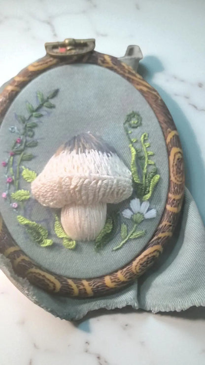 Organic Plant-Dyed 3D Mushroom Embroidery Art By Embru | Eco Wall Decor My Store