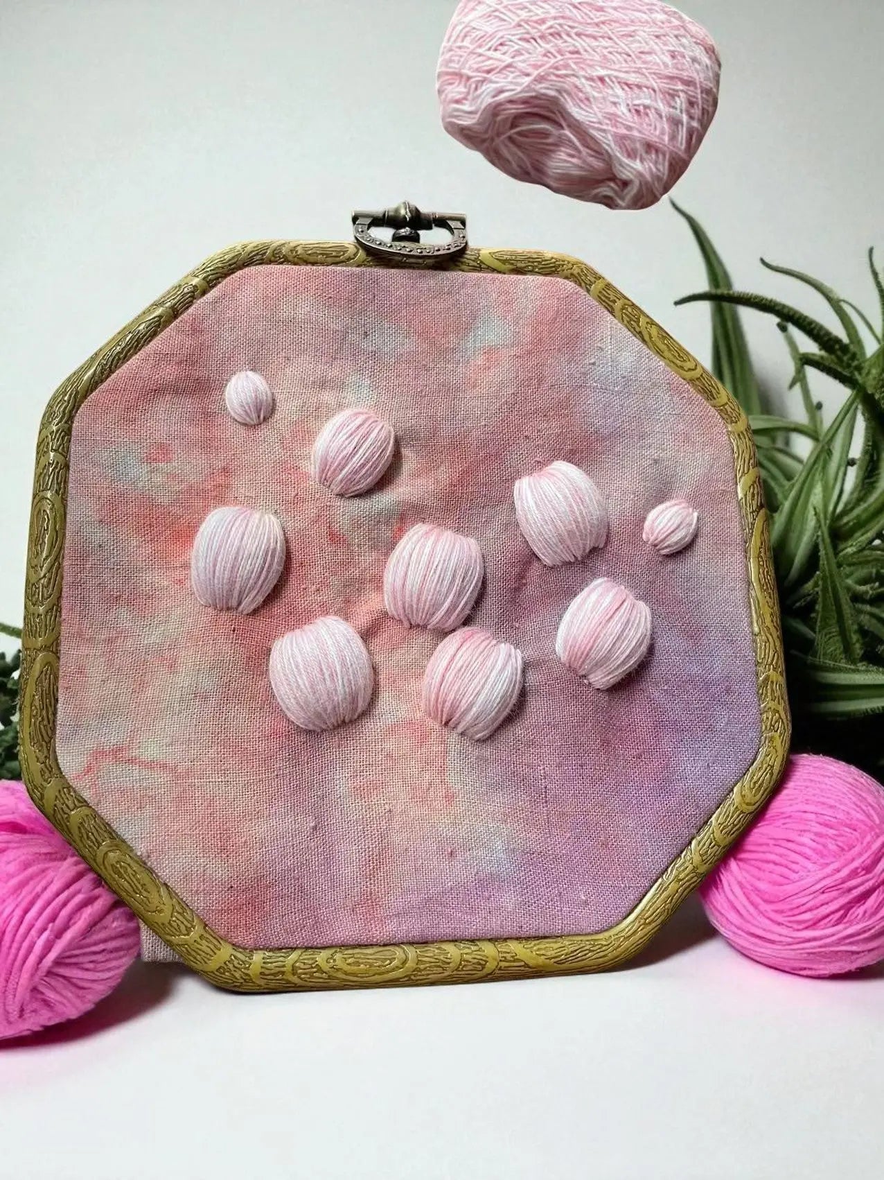 Unique 3D Hand Embroidered Roses Wall Hanging by Embru By Embru