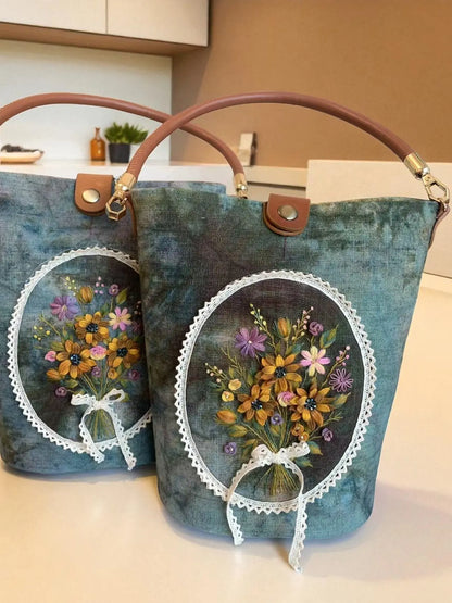 Hand Embroidered 3D Bouquet Woman's Bag by Embru My Store
