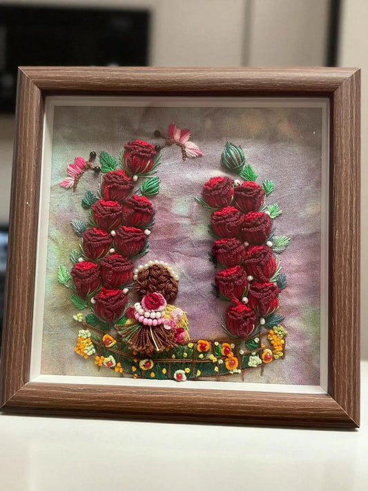 Hand-Dyed 3D Rose Embroidery Art by Embru | Unique Floral Wall Decor | Gifts For Her My Store