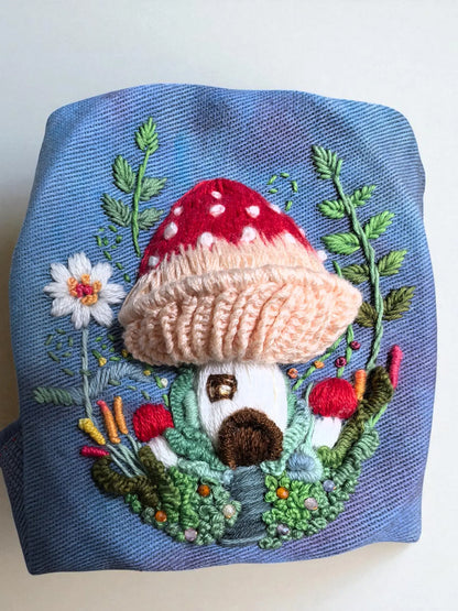 Organic Plant-Dyed 3D Mushroom Embroidery Art By Embru | Eco Wall Decor My Store
