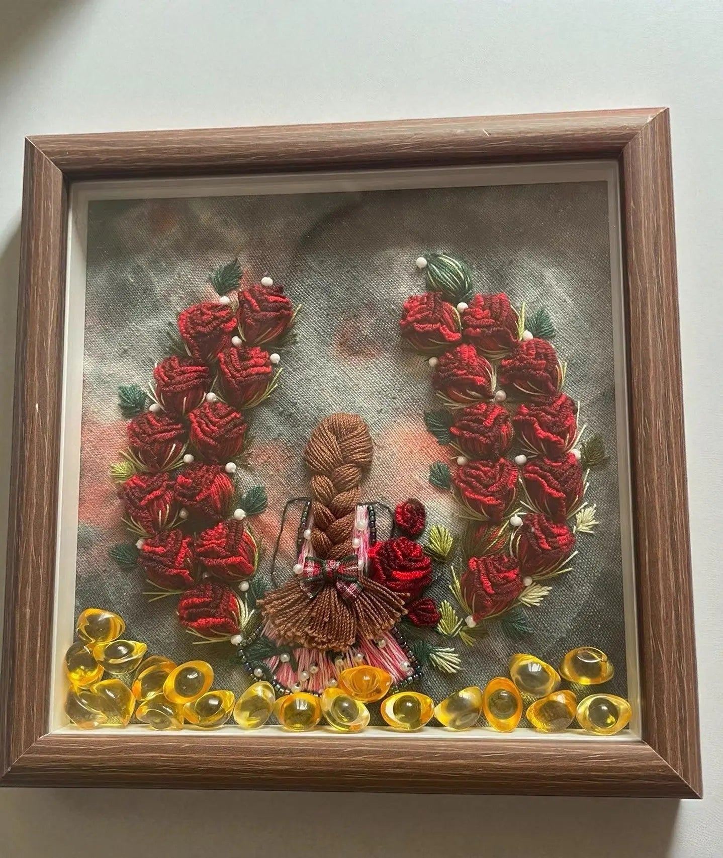 Hand-Dyed 3D Rose Embroidery Art by Embru | Unique Floral Wall Decor | Gifts For Her My Store