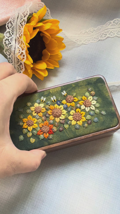 3D Sunflower Walnut Jewelry Box by Embru | Gifts for Teachers