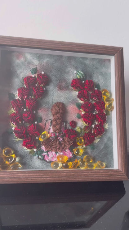 Hand-Dyed 3D Rose Embroidery Art by Embru | Unique Floral Wall Decor | Gifts For Her